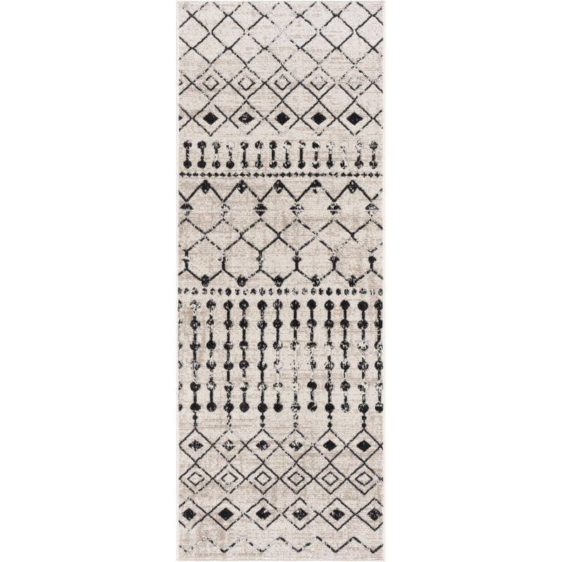 Hauteloom Joppatowne Hallway, Kitchen Machine Washable Runner Rug - Black, Gray, Peach - 2'7" x 7'3"