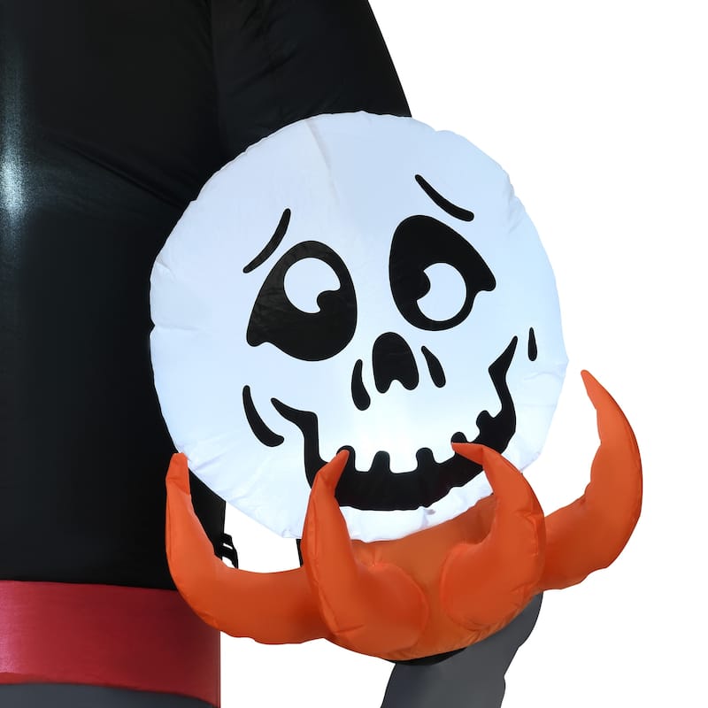 HOMCOM 12ft Halloween Inflatables, Pumpkin Reaper with Skeleton Skull, Outdoor Giant Blow Up Yard Decoration with Build-in LED