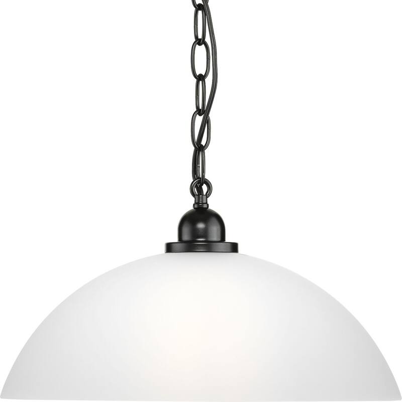 Classic Dome Collection One-Light Matte Black Transitional Pendant - 15 in x 15 in x 8.125 in - 15 in x 15 in x 8.125 in