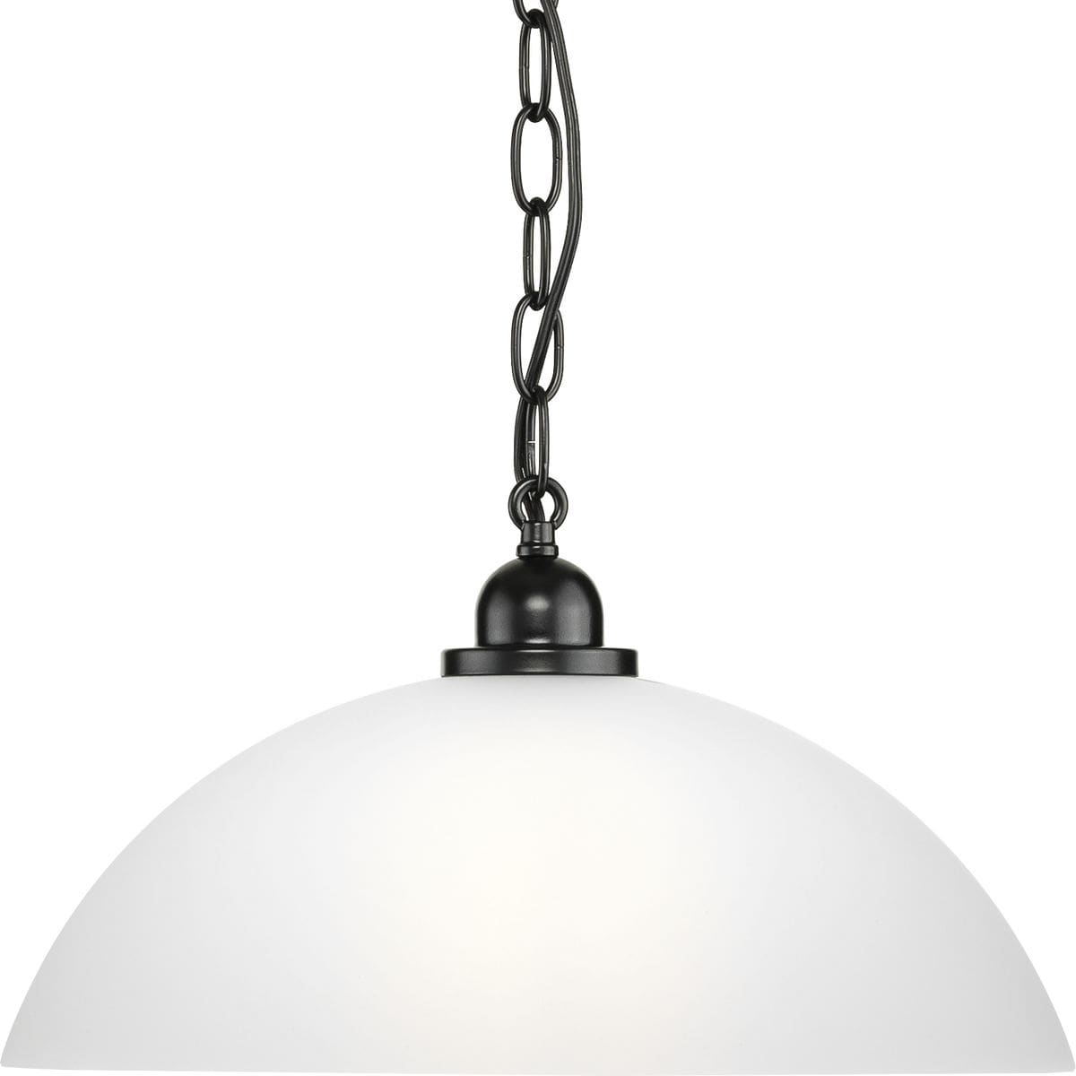 Progress Lighting Classic Dome Collection One-Light Matte Black Transitional Pendant - 15 in x 15 in x 8.125 in