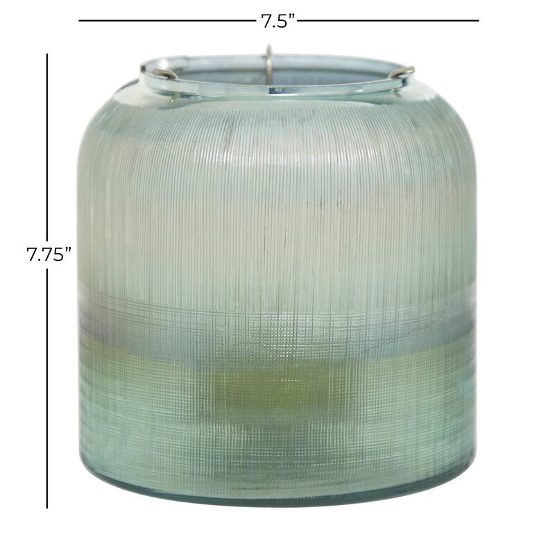 Turquoise Glass Contemporary Candle Holder 8 x 7 x 7 - 7 x 7 x 8Round