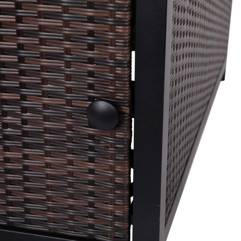 Outdoor 50,000 BTU Fire Table with Steel Top and Wicker Base
