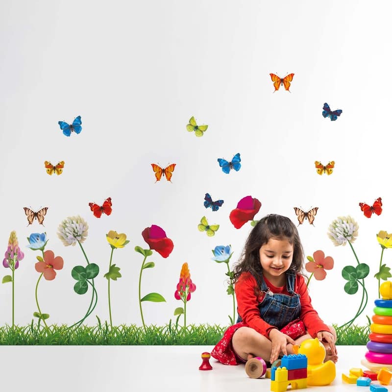 Happy Garden with Butterflies Home Decals DIY Decor