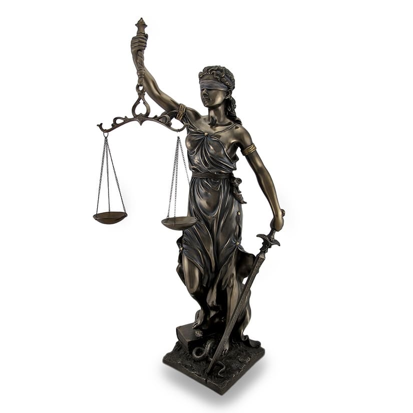 Bronzed Goddess Of Justice Themis Sculptured Statue - 29 X 11 X 10.5 inches