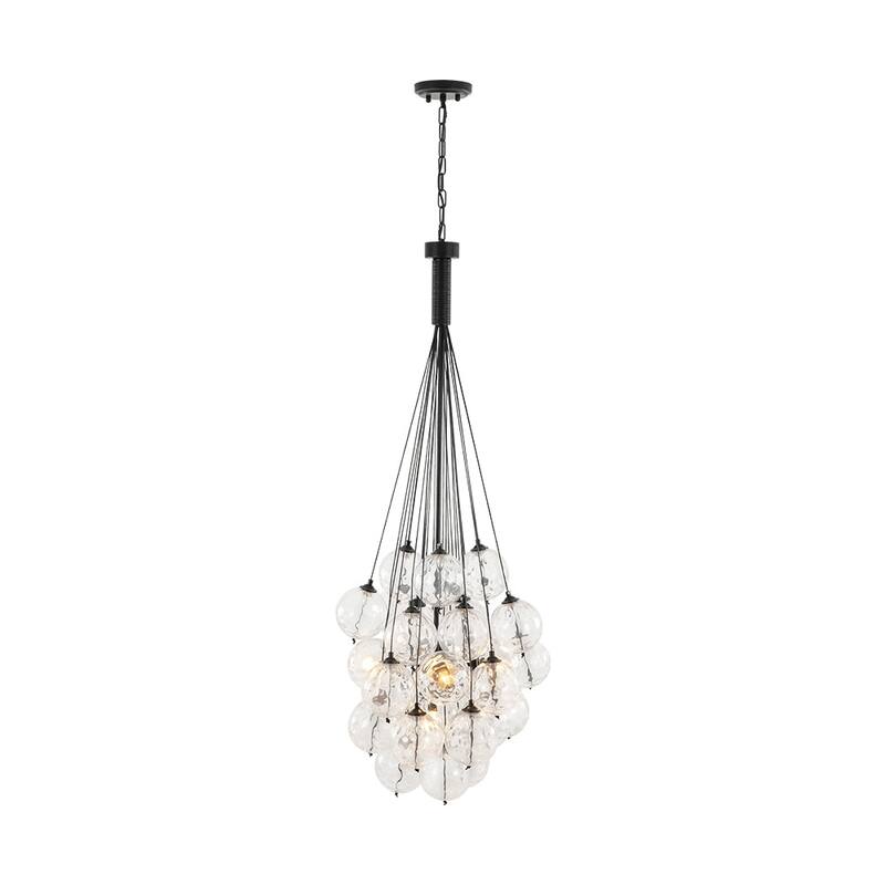 Modern 5-Light Hammered Glass Globe Cluster Bubble Chandelier