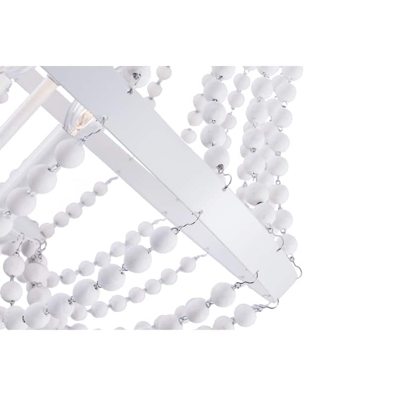 4-Light Bohemian Beaded Caged Chandelier Adjustable Height Dimmable Pendant Lighting - 20" X 30"