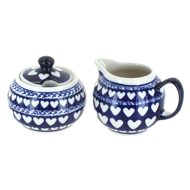 Blue Rose Polish Pottery 694-711 Zaklady Cream & Sugar Set - Valentina