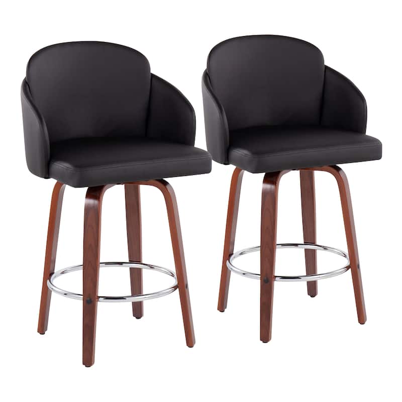 Dahlia Counter Stool with Walnut Wood (Set of 2)