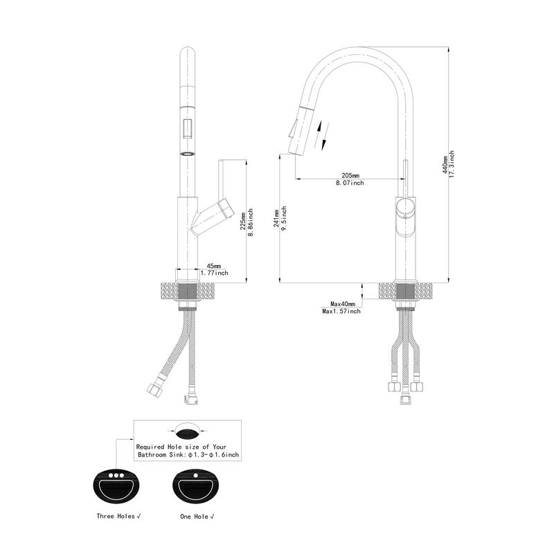 WIZ Single Handle Pull Down Sprayer Kitchen Faucet in Matte Black