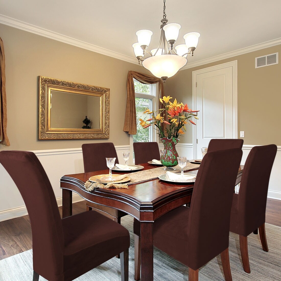 Velvet Spandex Stretch Dining Room Chair Seat Covers Slipcover On Sale Bed Bath Beyond 31088537