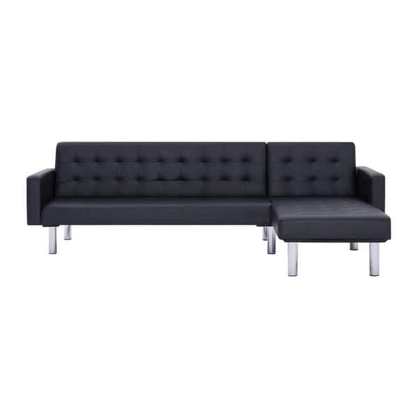 Shop Black Friday Deals On Vidaxl L Shaped Sofa Bed Black Faux Leather Overstock 30617121