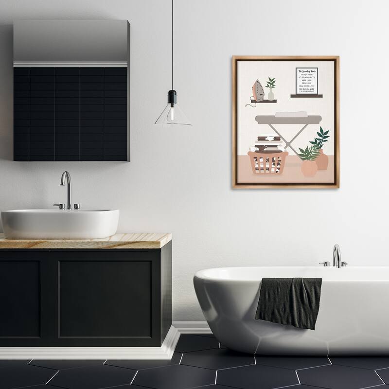 Stupell Laundry Rules Modern View Framed Floater Canvas Wall Art Design By Natalie Carpentieri