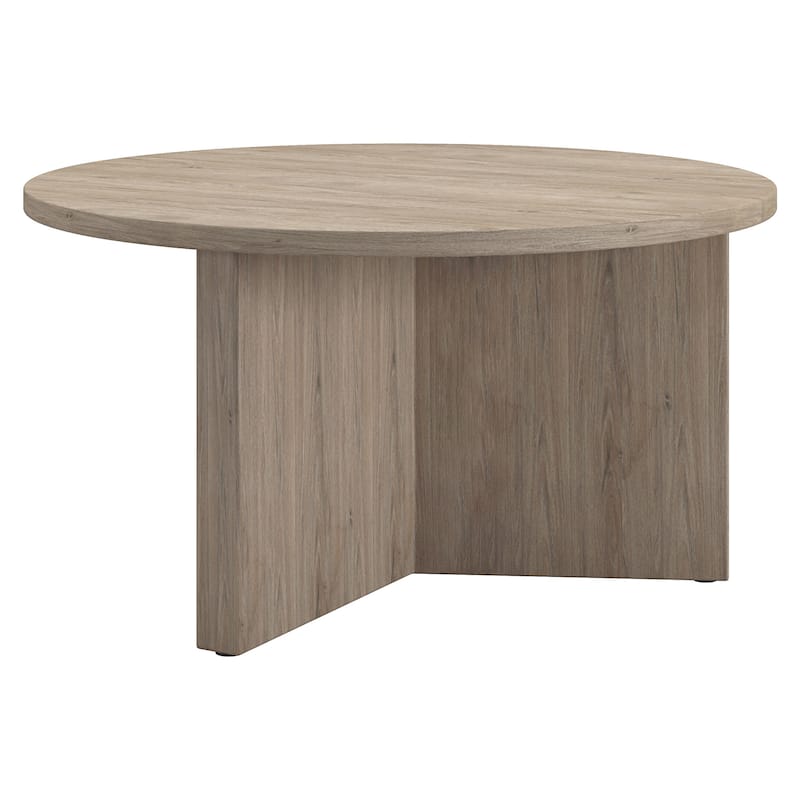 32" Round Coffee Table Modern Black Wood Top for Living Room or Office - 32” x 32” x 17”