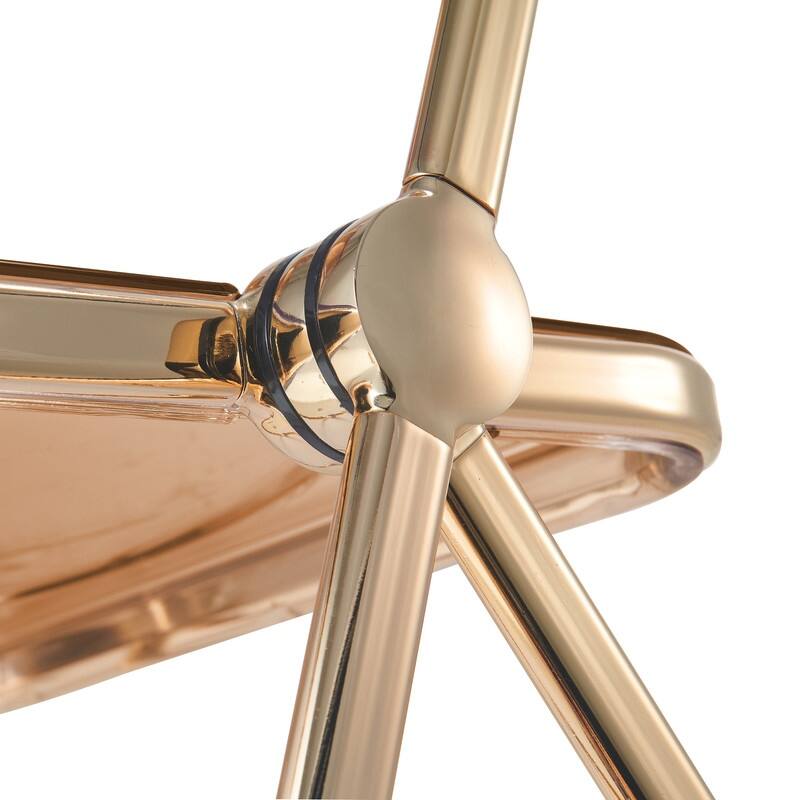 Lawrence Modern Foldable Transparent Acrylic Folding Dining Chair with Accent Gold Chrome Frame for Home Living and Dining Room