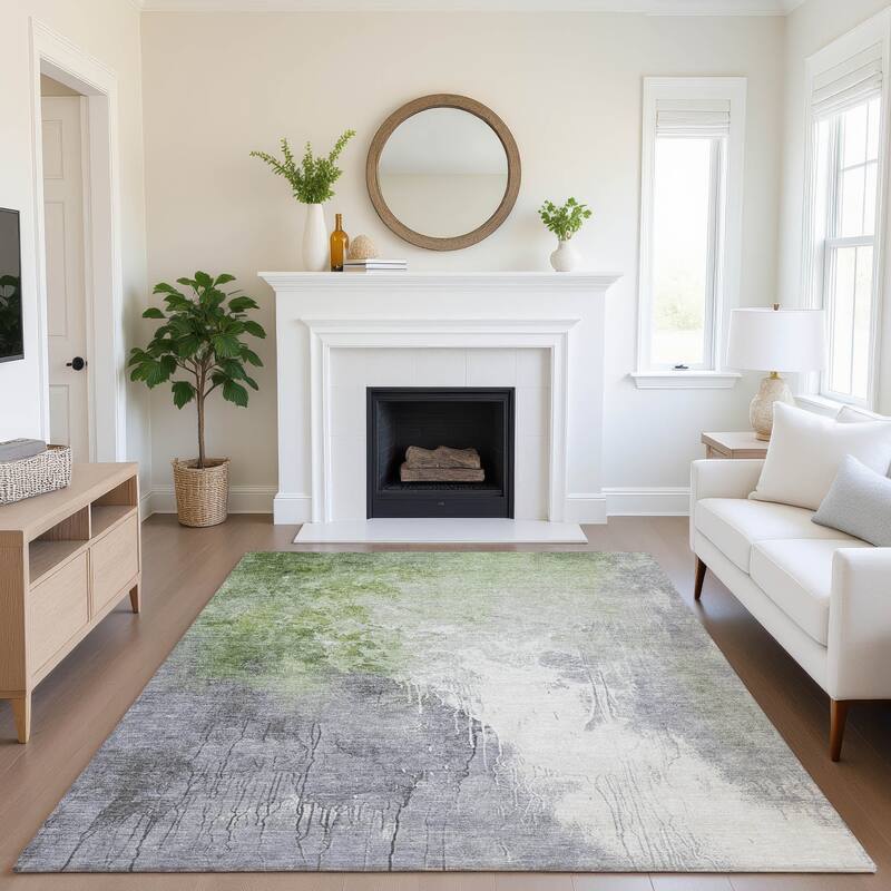 Premium Washable Super Soft Modern Contemporary Mayfield Rug - 9' x 12' - Aloe