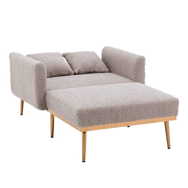 Grey Teddy 62.2" Chaise Lounge Chair with Iron Legs