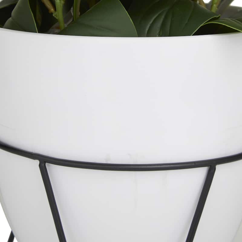 Green Faux Foliage Eucalyptus Artificial Plant with Realistic Leaves and Metal Stand and Black or White Pot