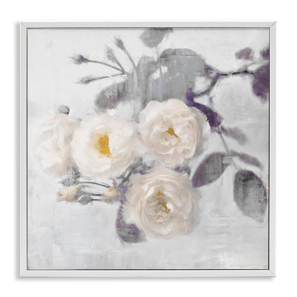 Stupell White Blooms on Grey Framed Giclee Art Design By Emily Ford