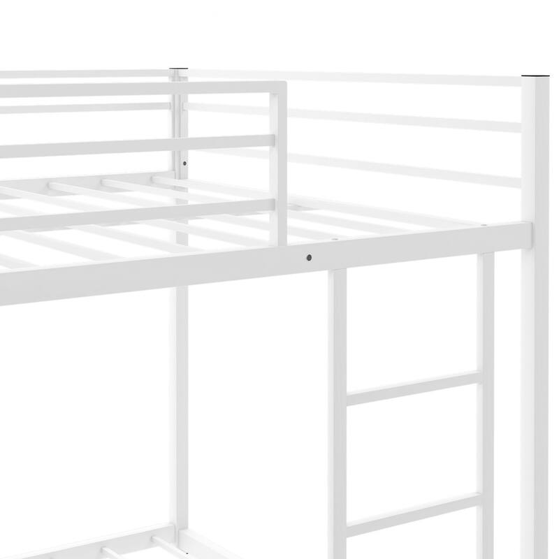 Metal Bunk Bed, Low Bunk Bed with Ladder