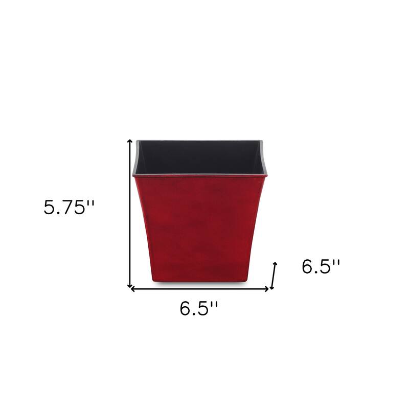 HomeRoots 7" Red Recycled Plastic Indoor Outdoor Rectangular Pot Planter