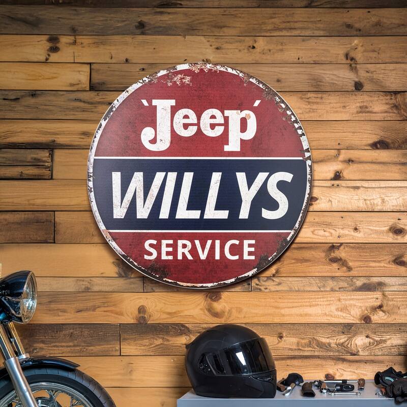 American Art Decor Dome Shaped Metal Wall Art Sign - 30" x 30" - Jeep Willy's