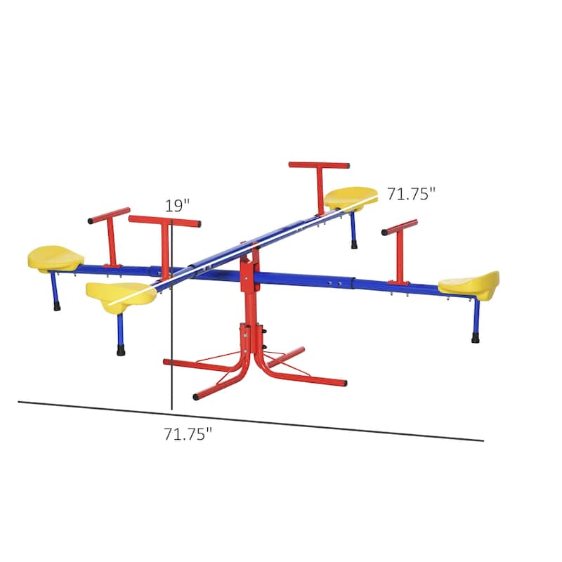 Outsunny Teeter Totter Outdoor Seesaw 4 Seat Backyard Toy Playground Equipment 3-8 Years Old