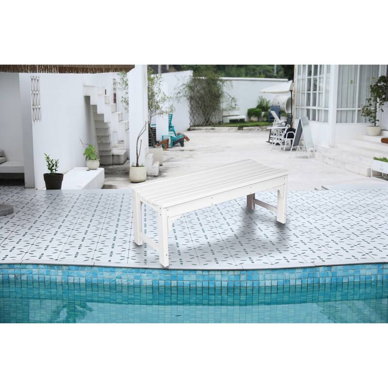 Backless Hdpe Adirondack Bench With Wood Texture (Excluding the table)