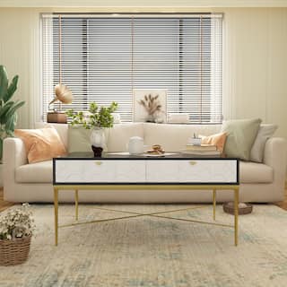 Clihome Modern Storage Accent Coffee Table with 2 Drawers