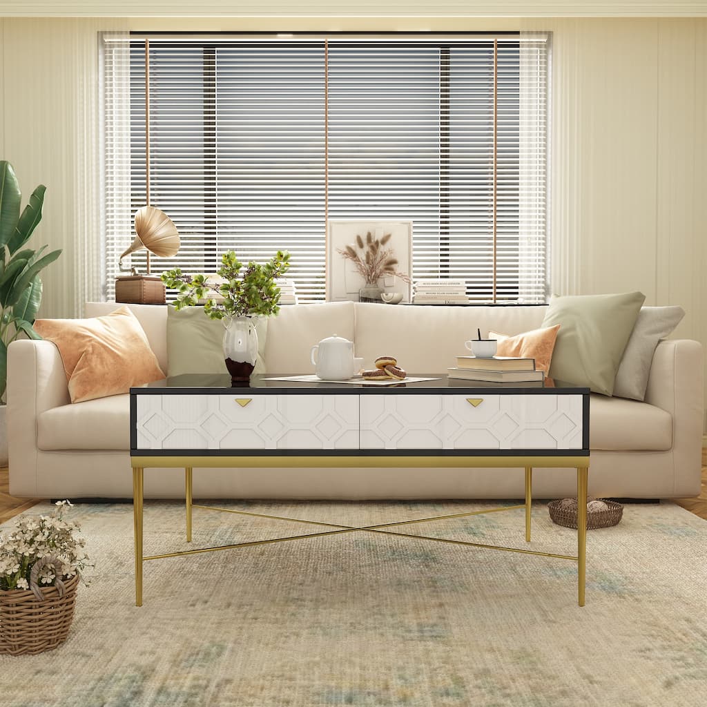 Clihome Modern Storage Accent Coffee Table with 2 Drawers
