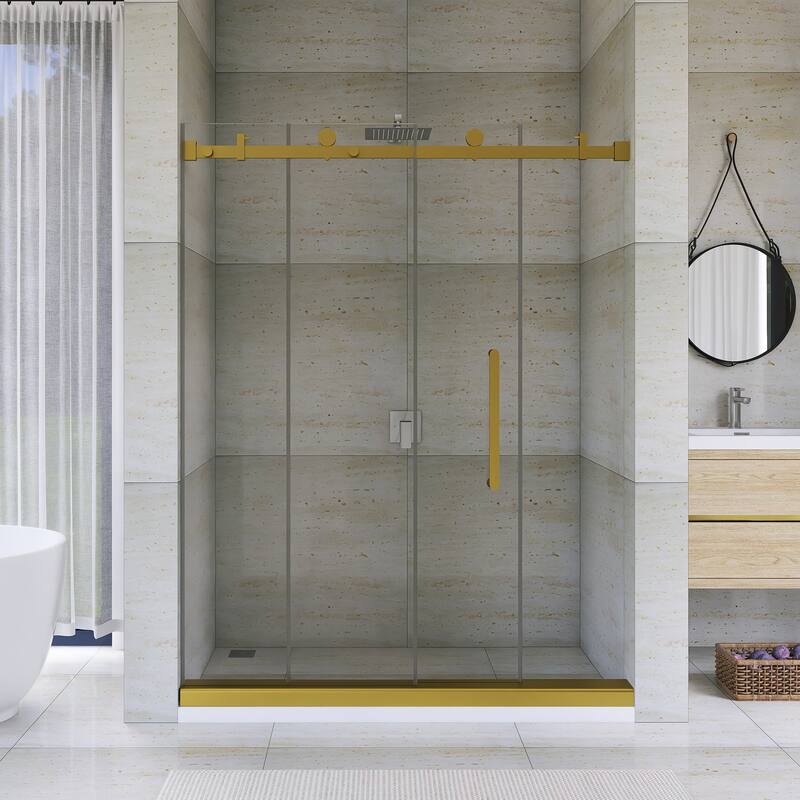 60" x 76" Sliding Frameless Shower Door - 60'' x 0.38'' x 76''