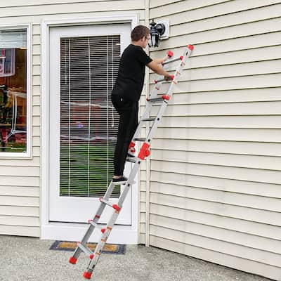 13FT Folding Step Ladder, 330lb Aluminum Extension Ladder, with Non-Slip Food pad - 13 FT