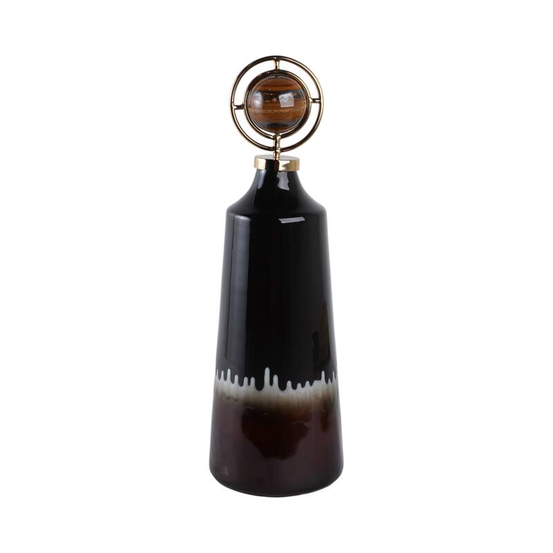 Glass Metal Decorative Vase Modern Transitional Sculptural Orb Accent
