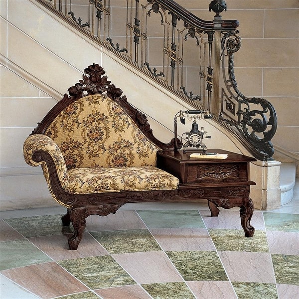 slide 1 of 8, Victorian-Style Gossip Bench - Cherry