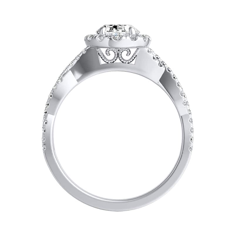 Auriya 18k Gold 7/8ctw Twisted Oval-cut Halo Diamond Engagement Ring (I-J, I1-I2)