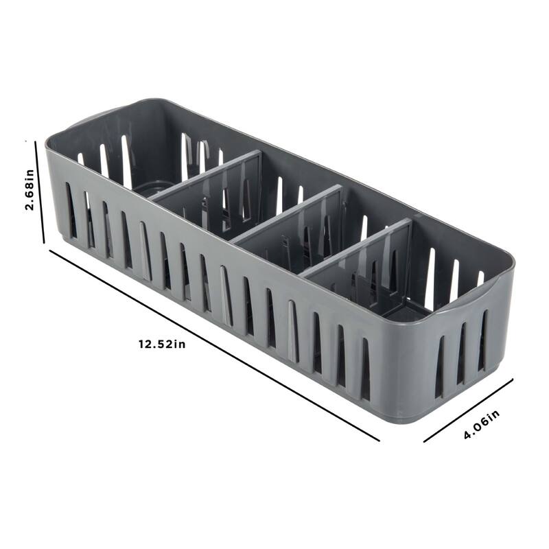 Simplify Slim Stackable Organizer Bin with Adjustable Dividers in Grey
