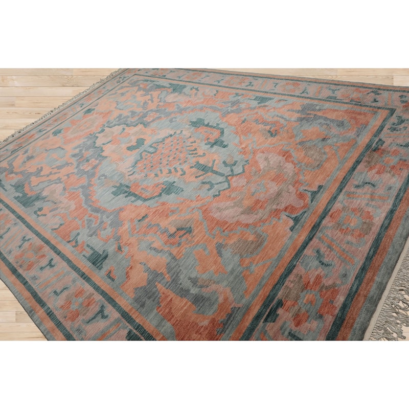 9x12 Hand Knotted Wool Aqua Tibetan Modern Plush Pile Cameron Rug - 9' x 12'