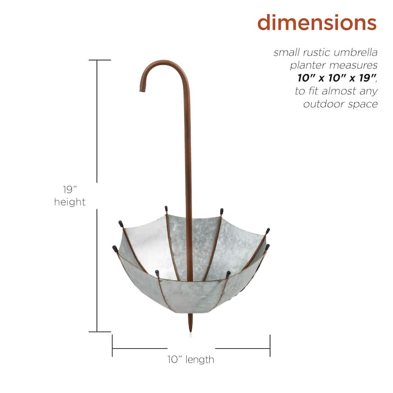 Alpine Corporation 19" Tall Outdoor Rustic Upside Down Umbrella Garden Stake and Planter