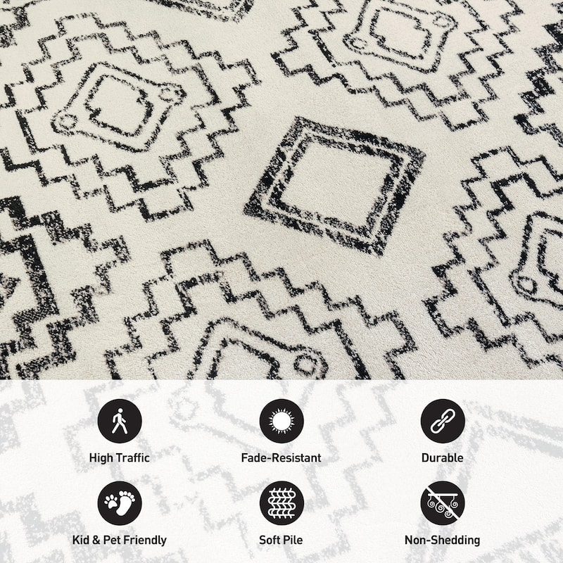 Contemporary Distressed Geometric Area Rug