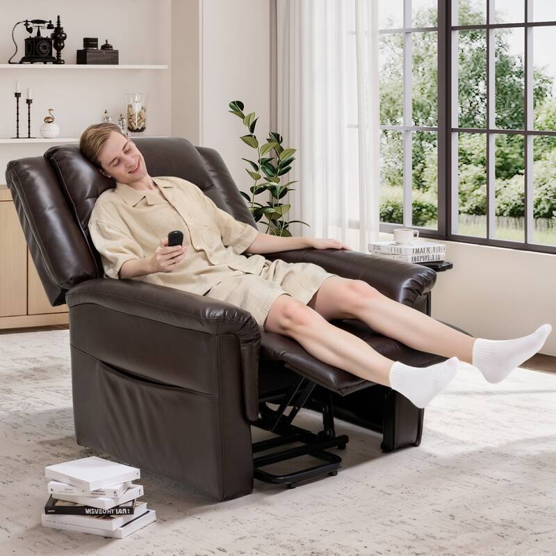Power Lift Recliner Chair with Massage & Heat - PU Leather Electric Lift Chair for Living Room