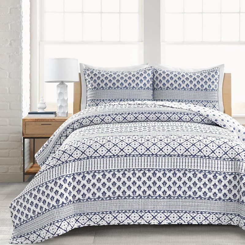 Lush Decor Monique Stripe 3 Piece Quilt Set