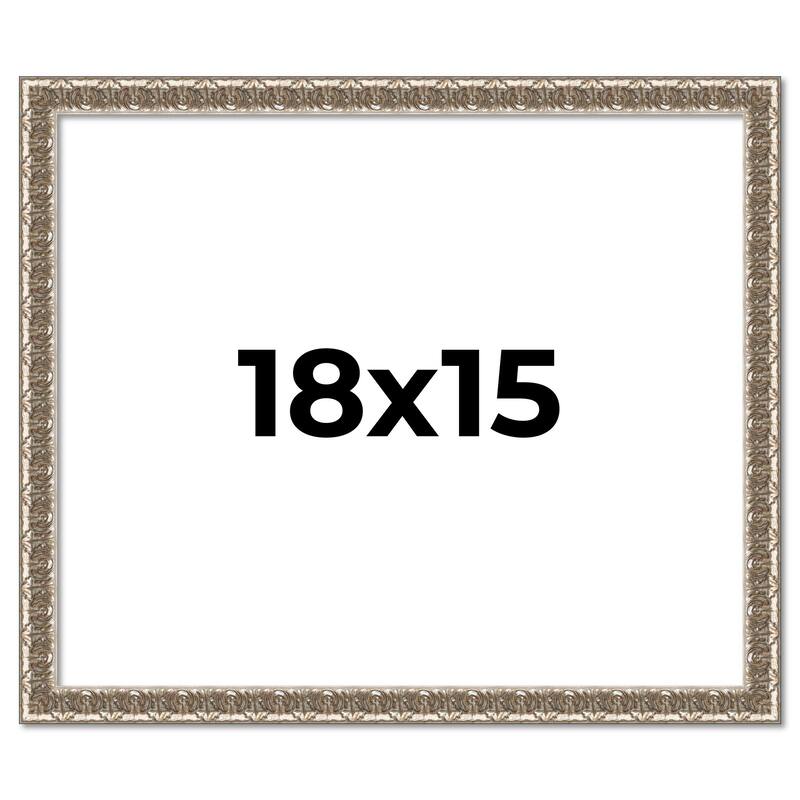 18x15 Frame Silver Versailles Ornate Solid Wood Picture Frame | 1 Inch