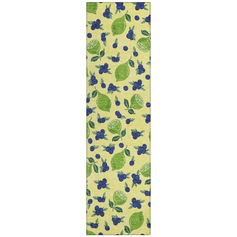 Machine Washable Indoor/ Outdoor Citrus Berry Chantille Rug