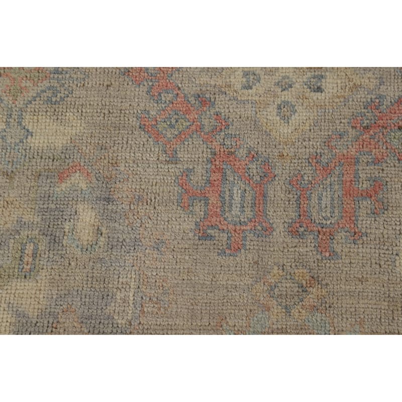 Hand Knotted Oriental 100% Wool Carpet Transitional All-Over Beige & Ivories Oushak Area Rug - 9' 3'' X 6' 2''