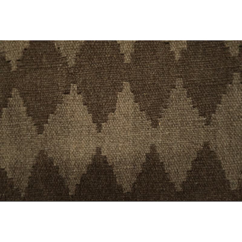 Hand Woven Oriental 100% Wool Carpet Southwestern All-Over Brown Kilim Area Rug - 13' 1'' X 10' 0''