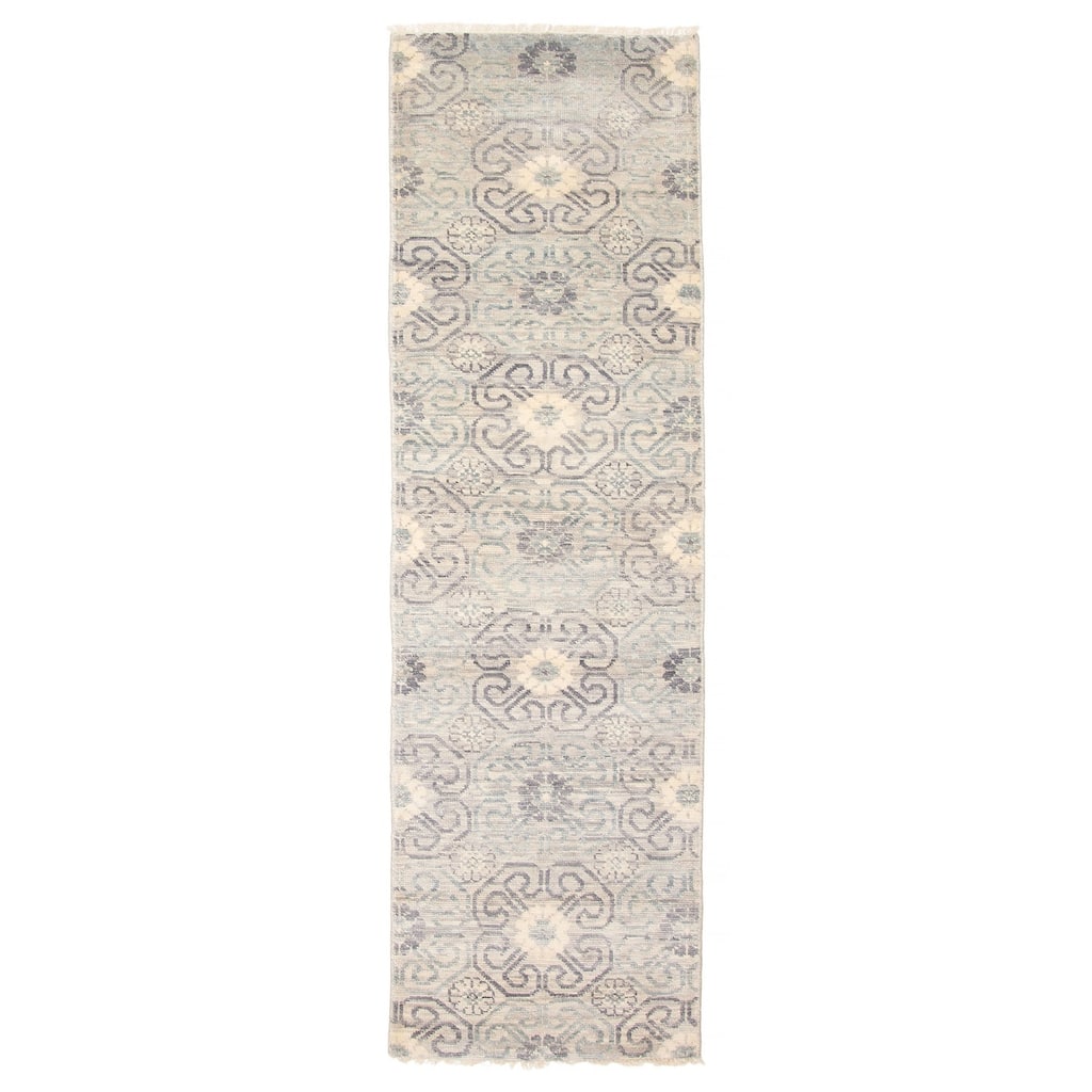 ECARPETGALLERY Hand-knotted Mystique Grey Wool Rug - 2'9 x 9'8