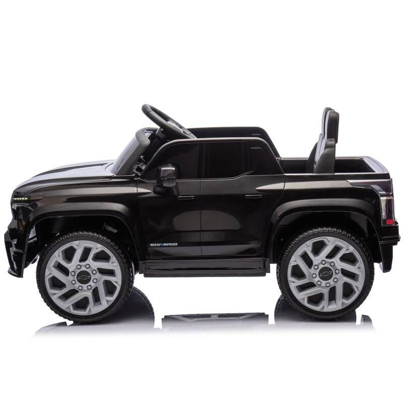 24V Licensed Chevrolet Silverado EV Ride-On Car for Kids with Slow Start, LED Lights, Bluetooth, USB, MP3, and Remote Control