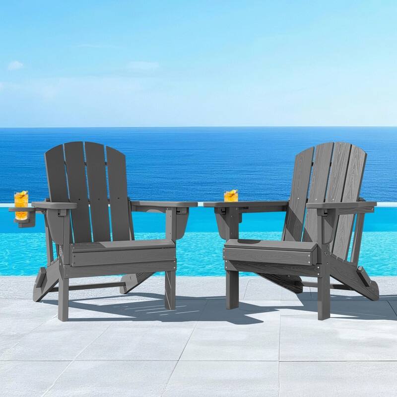 3-Position Reclining Folding Outdoor Chair – PE Wood Grain, Weather-Resistant