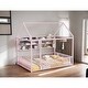 preview thumbnail 1 of 22, 77"W Metal Full Size Bed House Bed Frame with Fence and Storage Shelf Pink