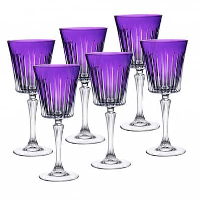 Majestic Gifts European Glass Water / Wine Goblet-Purple-Set/6 - 10 Oz.