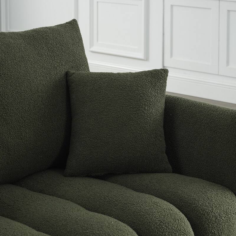 Oversized Upholstered Teddy Fabric Sofa with 3 Back Pillows and Cushions,Living Room Couch